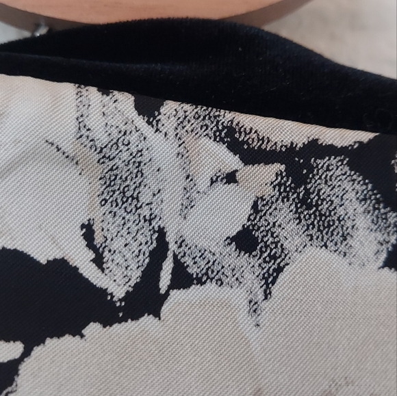 Vintage ABS Strapless Fit and Flare Floral Cocktail Dress with Velvet Trim - Picture 7 of 10